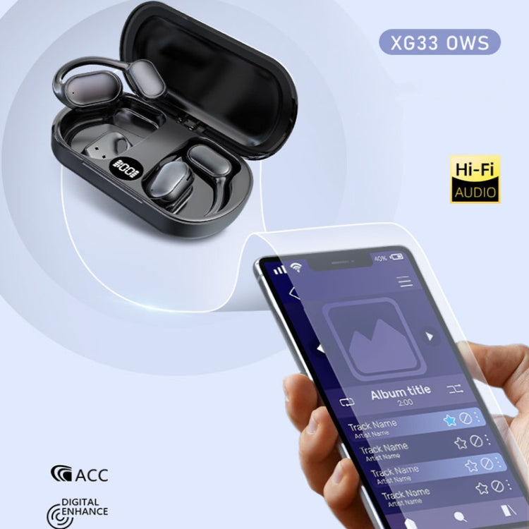 Écouteurs Bluetooth sans fil à conduction aérienne, affichage numérique LED, réduction du bruit, pour le sport, XG33